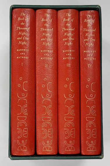 Folio Society - The Book of the Thousand Nights and One Night, rendered into English from the literal and complete French translation of Dr J. C. Mardrus by Powys Matheurs, 4 vols, 3rd impression , each with 13 illustrat